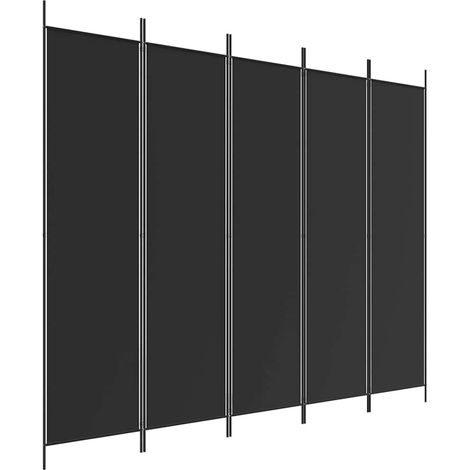 Paravent Cloison de séparation 5 panneaux, Pour Jardin, Balcon, Terrasse Noir 250x200 cm Tissu OIB3651E (1/5)