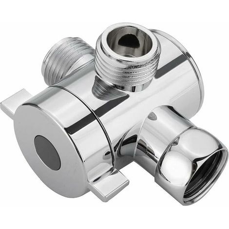 3-Wege-Ventil, 3-Wege-G1/2"-Duschumsteller mit Absperrventil, T-Adapterventil, Duschadapter für fest installierte Handbrause/Duschkopf, verzinnt, 1 Stück (1/5)