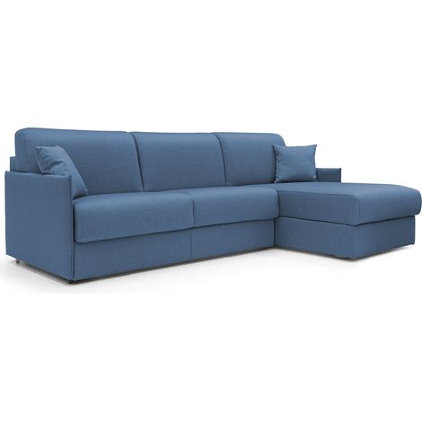 Evans Sofá esquinero convertible en tela impermeable 232 cm Izquierdo (mat. 120x197) Azul