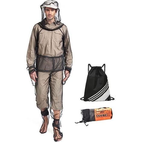 Combinaison Anti Moustique - Maille Ultra Fine Polyester - Protection Contre Insectes pour Pêche Apiculture Camping - Taille S/M (1/4)