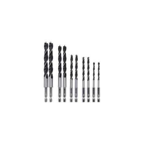 2 set da 5 punte da trapano elicoidali HSS con gambo esagonale per la lavorazione del legno - 4 mm, 5 mm, 6 mm, 8 mm, 10 mm - Crezuo