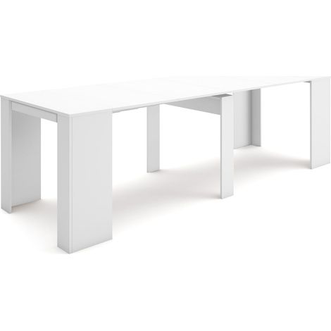Table Console Extensible Console Meuble 260 pour 12 Personnes Table à Manger Style Moderne Blanc (1/5)
