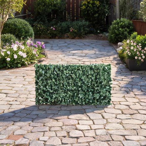 Brise-vue artificiel 240 x 100 cm vert foncé en PE et tissu (1/5)