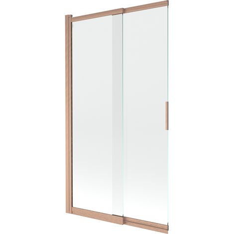 Mexen Fox Duschwand 2-flügelig verschiebbar 100 x 150 cm, transparent, gebürstetes Kupfer - 891-100-002-65-00