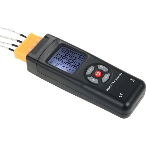 Thermomètre numérique LCD de type K à 4 canaux avec capteur thermocouple -501350 °C / -582462 °F et fonction de maintien des données (1/2)