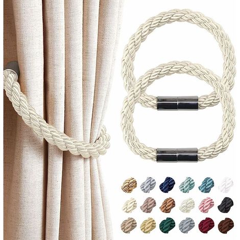 2 Packs Beige Color Strongly Magnetic Curtain Tiebacks Simple Style Modern Curtain Tiebacks Decorative Fabric Curtain Tiebacks For Living Room (1/5)