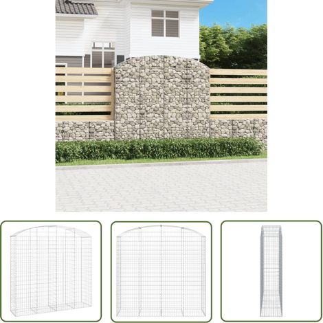 The Living Store Gabione mit Hochbogen 200x50x180/200 cm Verzinktes Eisen - Gabionenkorb - Gabionenwände - Gartendeko - Gartenzubehör - Gartenmauer (1/5)