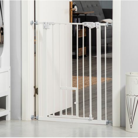 Barrière de sécurité chiens et bébés en acier, sans perçage, fermeture automatique, 74-80 cm (1/5)