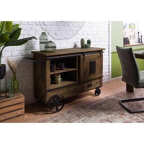 Serviertisch Mango 120x45x85 braun lackiert RAILWAY 497