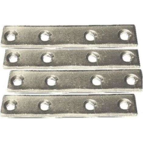 4 PEZZI - PIASTRINE PIATTE DI GIUNZIONEA 4 FORI 80x15MM- IN ACCIAIO ZINCATO