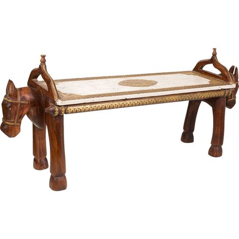 Banco de madera y metal marrón 117x30,5x50 (1/5)