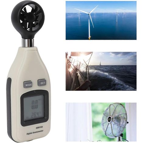 Anémomètre numérique avec écran LCD de 6,3 x 2,1 x 1,4 pouces mesure de la vitesse du vent et de la température. (1/5)