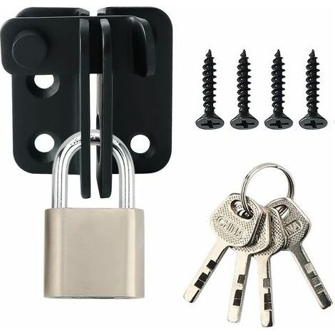 Serrure de porte avec cadenas et pêne coulissant pour une sécurité accrue, MS3001B-SET, acier inoxydable noir mat (1/4)