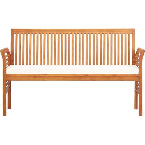 vidaXL Banco de jardín 3 plazas con cojín madera maciza acacia 150 cm (1/2)