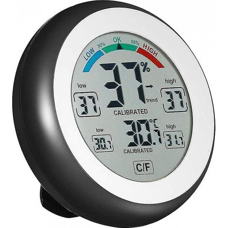 BEBUSINGOTO Higrómetro digital, termómetro higrómetro para interiores, termómetro de pared preciso con pantalla táctil y visualización de máximo/mínimo. (1/5)