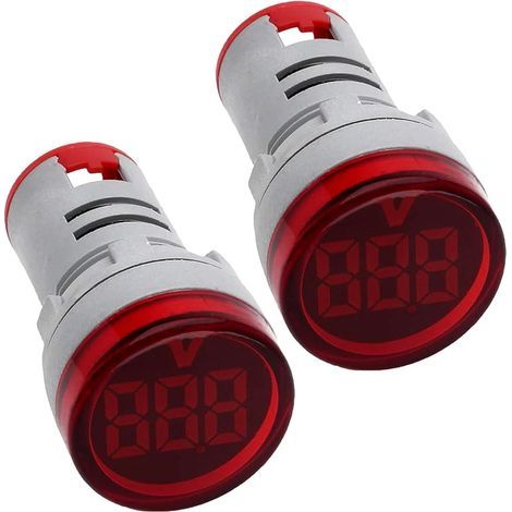 2 Pièces 12-500V AC Voltmètre numérique Voltmètre Volt Jauge, 110V 220V 380V Affichage LED de couleur rouge avec petite tête ronde de 22mm (1/5)