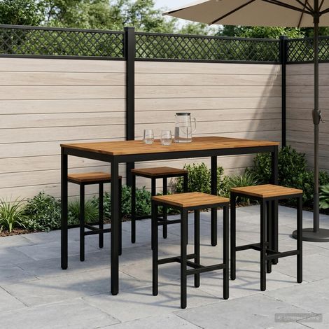 vidaXL Table de Bar de Jardin NAARDEN Naturel et noir (1/5)