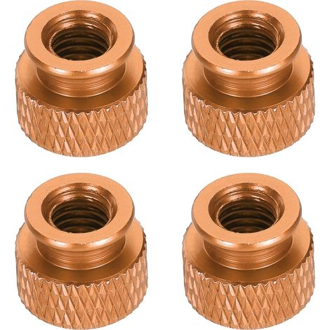 4Pcs Écrou Moleté M6 12mm OD 10mm Hauteur Écrou à Main en Alliage d'Aluminium Anodisé 6061, Vis de Châssis Métallique pour Machines, Assemblage DIY, Électronique, Orange Foncé (1/5)