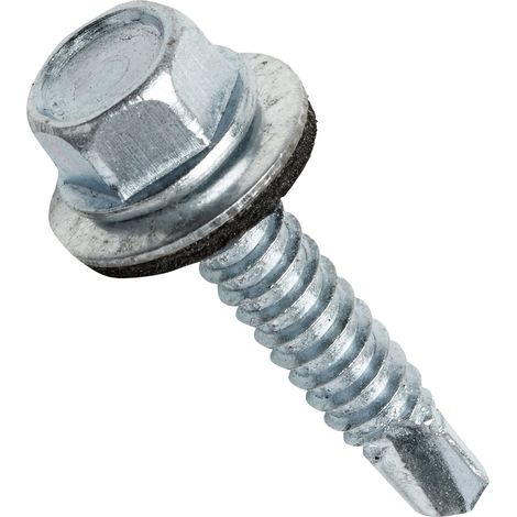 Vis auto perceuse à tête hexagonale avec rondelle collée ZP, 6,3 x 25 mm, Set de 20 Pièces (1/2)