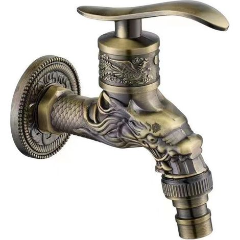 Antique Pool Washing Machine Faucet Cold Mop Pool 4 Point Balcony Faucet Outdoor Retro Bronze Faucet 10x10.8cm (1/5)