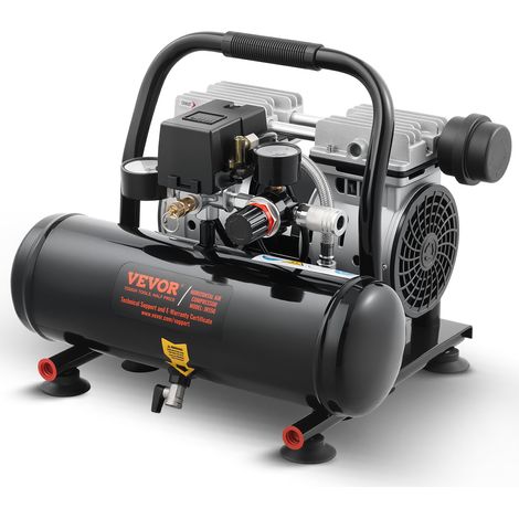 VEVOR Compressore deAria, Serbatoio in Acciaio 4 L Compressore deAria Senza Olio, Compressore Portatile Ultra Silenzioso da 68 dB per Riparazioni Auto, Gonfiaggio Pneumatici, Verniciatura a Spruzzo