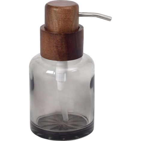 Sapho Figo - Dispenser di sapone liquido, in vetro fumé e legno 08387 (1/3)