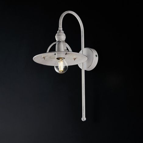 Applique en fer Blanc Argent industriel minimal 25x h38 cm