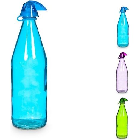 Bunte Glasflasche 1 l mit Plastikverschluss