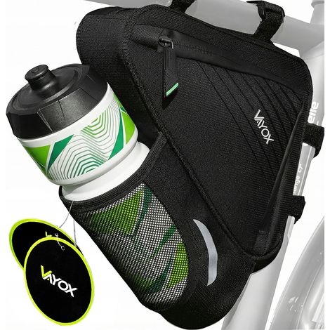 Vayox VA0348 Dreieckige Fahrradrahmentasche mit Flaschenhalter, Schwarz (1/5)
