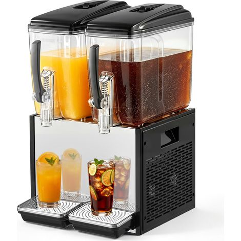 Mophorn Dispenser per Bevande Fredde Commerciale con 2 Serbatoi da 12 L in Acciaio Inox, Temperatura di Raffreddamento Regolabile tra 7℃ e 12℃, per Succhi, Tè Freddo, Ristoranti, Hotel e Catering (1/5)