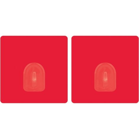 Juego de 2 ganchos de pared adhesivos  Rojo MSV