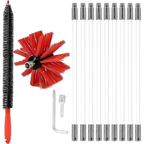 Brosse de nettoyage de cheminée, brosse pour cheminée de foyer, séchoir à cheminée, outil de nettoyage des conduits de ventilation (1/5)
