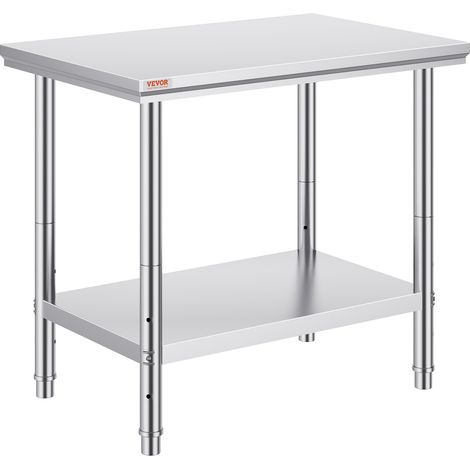 Table de Travail Cuisine Inox 60X90X80 cm Plan de Travail Cuisine en 2 Etage Table de Travail en Acier Inoxydable pour Préparation de Cuisine d'Aliment des Repas Hôtels Bureaux Hôpitaux (1/5)
