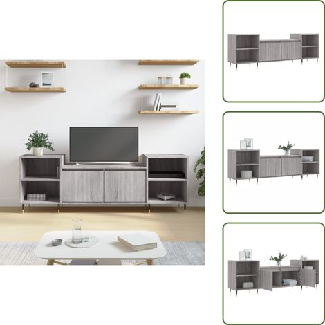 The Living Store TV-Schrank Grau Sonoma 160x35x55 cm Holzwerkstoff - TV-Schrank - Holzwerkstoff - Grau - Wohnzimmermöbel - Fernsehtisch (1/5)
