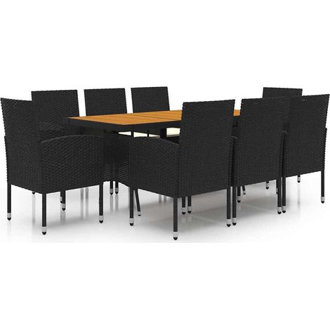 Maison Exclusive - Set da Pranzo per Esterni 9 pz in Polyrattan Nero (1/5)