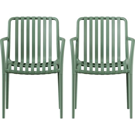 Lot de 2 fauteuils de jardin en résine - Vert - Brano