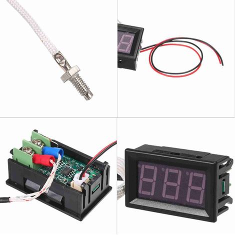 XH-B310 Thermomètre numérique industriel 12 V Compteur de température Testeur de thermocouple M6 de type K -30 800 ℃ Thermographe haute précision avec affichage LED
