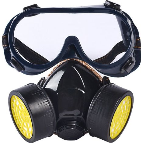 Masque à gaz respiratoire avec Googles,Tenue de pour visière de protection du bâtiment et scientifique industriel (1/2)