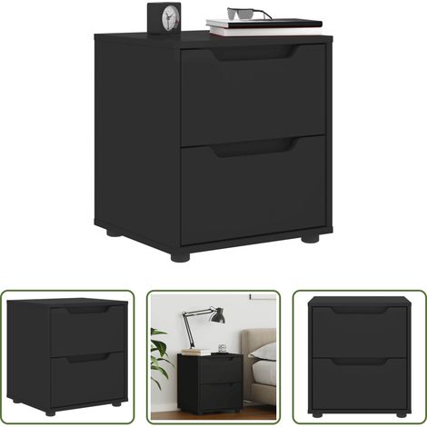 vidaXL Schrank - Nachttisch VISNES Schwarz 45x40x50 cm Holzwerkstoff (1/5)