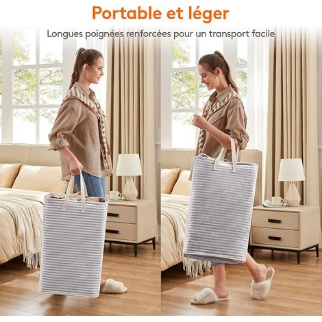 Laundry Basket, Foldable and Waterproof Laundry Basket with Handles, Laundry Basket, Dirty Laundry Bin for Clothes, Bedroom, Grey (1/4)