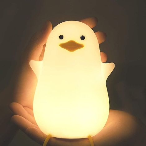 Veilleuse de canard bébé,veilleuse LED pour enfants,décoration de chambre de bébé,lampe de chevet Seagull,lampe pour enfants en silicone USB à intensité réglable,lumière de sommeil chaude (1/5)