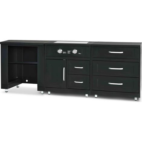 Oviala – Cuisine d'extérieur 3 modules en inox – Gazinière 2 brûleurs – Plan de travail 89cm – Tiroirs de rangement – Pour butane ou propane