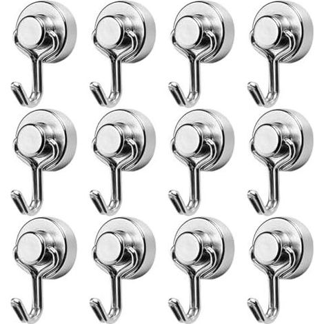 12 Stück Magnethaken, kleine, starke Magnethaken für Küche, Kühlschrank, Decke, Badezimmer, Schlüsselschrank, Geschirrtuchbrett auf Metalloberflächen - (1/5)