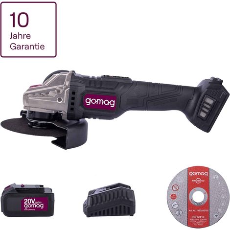 Gomag Akku Winkelschleifer GO-WS125BL 20V Ø125mm Akku/Ladegerät Trennscheibenset (1/5)