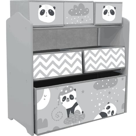 Meuble de rangement pour enfant avec 6 bacs amovibles en feutre non-tissé, 63 x 30 x 66 cm, gris (1/5)