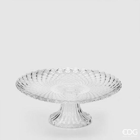 EDG Enzo De Gasperi Alzata Rotonda con Rombi H 9 Cm D 25 Cm Trasparente