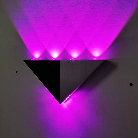 Applique murale Up and Down LED 5W, lampe néon triangulaire moderne violette pour chambre, éclairage mural d'intérieur design