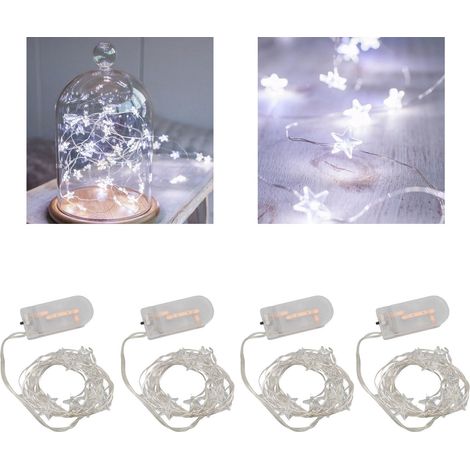 Guirlande lumineuse LED en forme d'étoile à cinq branches, décorations festives, guirlande lumineuse en forme d'étoile, guirlande lumineuse féérique à piles, étoiles transparentes à cinq branches. (1/5)