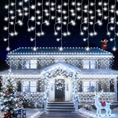KLVGTIFS PU - Solaire Guirlande Lumineuse Exterieure, 9+2M 162LEDs, Rideau Lumineux Exterieur avec 8 Modes & Timer, IP65 Étanche, Deco Noel (1/5)