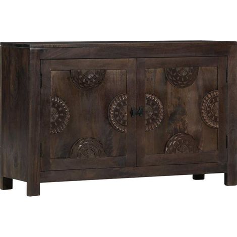 vidaXL Aparador con diseño tallado madera maciza de mango 110x35x70 cm (1/5)